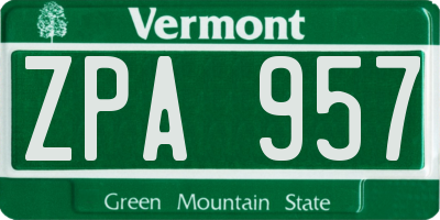 VT license plate ZPA957
