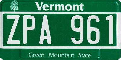 VT license plate ZPA961