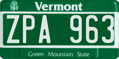 VT license plate ZPA963