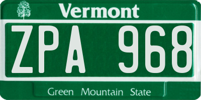 VT license plate ZPA968