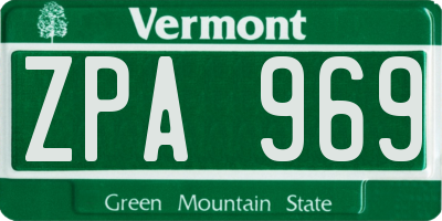VT license plate ZPA969