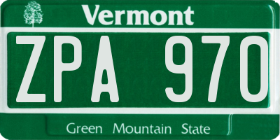 VT license plate ZPA970