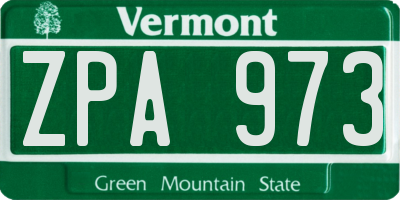 VT license plate ZPA973