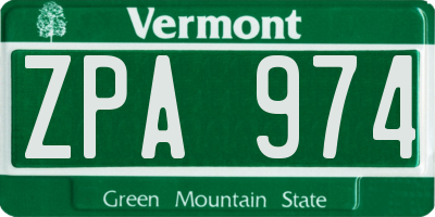 VT license plate ZPA974