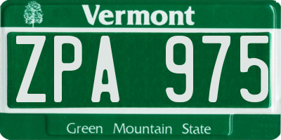 VT license plate ZPA975