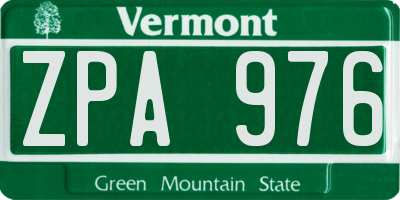 VT license plate ZPA976