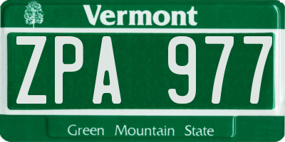 VT license plate ZPA977