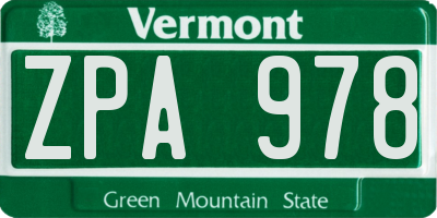 VT license plate ZPA978