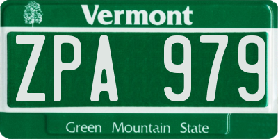 VT license plate ZPA979