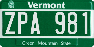 VT license plate ZPA981