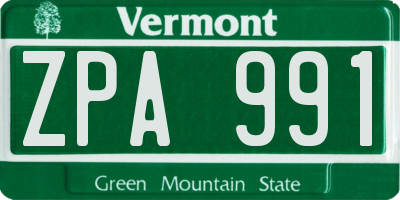 VT license plate ZPA991