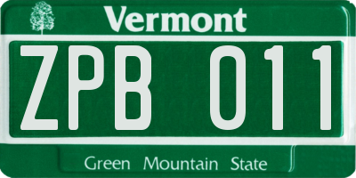 VT license plate ZPB011