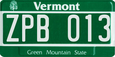 VT license plate ZPB013
