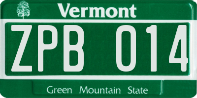 VT license plate ZPB014