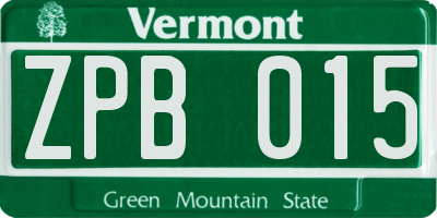 VT license plate ZPB015