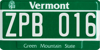 VT license plate ZPB016