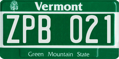 VT license plate ZPB021
