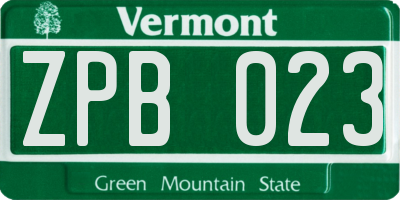 VT license plate ZPB023