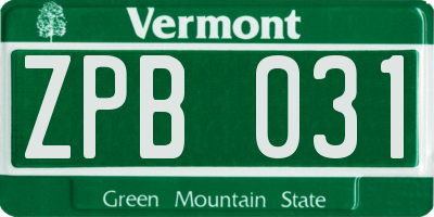 VT license plate ZPB031