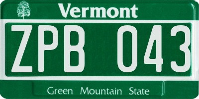 VT license plate ZPB043