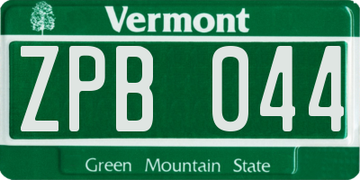 VT license plate ZPB044
