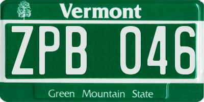 VT license plate ZPB046