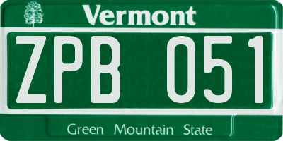 VT license plate ZPB051