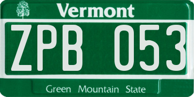 VT license plate ZPB053