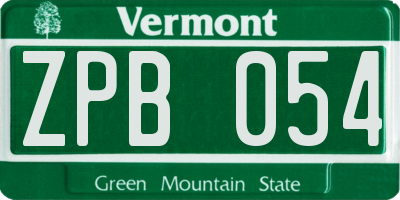 VT license plate ZPB054