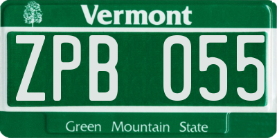 VT license plate ZPB055