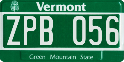 VT license plate ZPB056