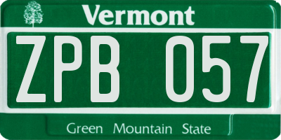 VT license plate ZPB057