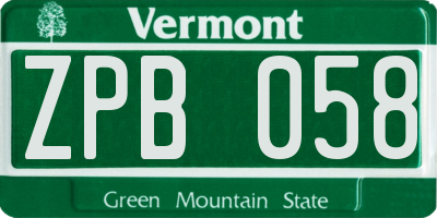 VT license plate ZPB058