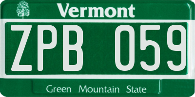 VT license plate ZPB059
