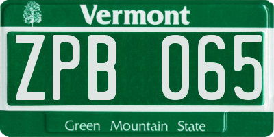 VT license plate ZPB065