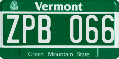 VT license plate ZPB066