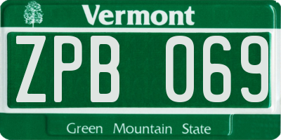 VT license plate ZPB069