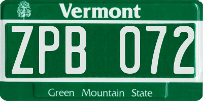VT license plate ZPB072