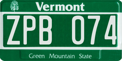 VT license plate ZPB074