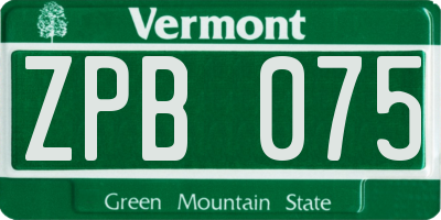 VT license plate ZPB075