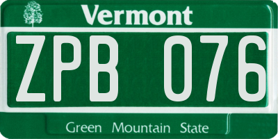 VT license plate ZPB076