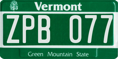 VT license plate ZPB077
