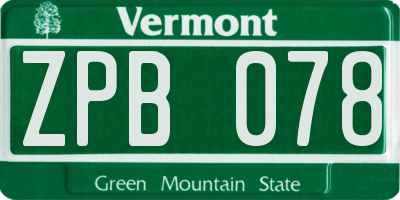 VT license plate ZPB078