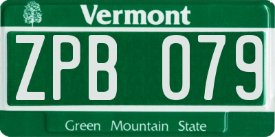 VT license plate ZPB079