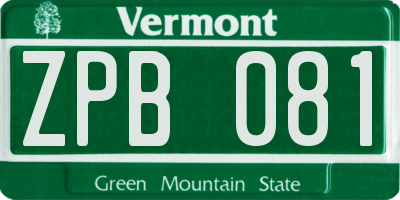VT license plate ZPB081