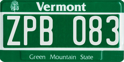 VT license plate ZPB083
