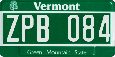 VT license plate ZPB084