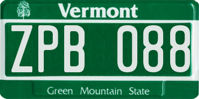 VT license plate ZPB088