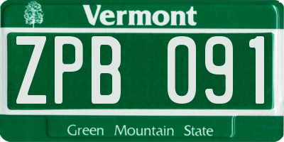 VT license plate ZPB091