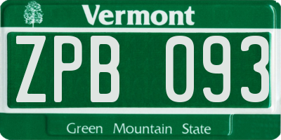 VT license plate ZPB093